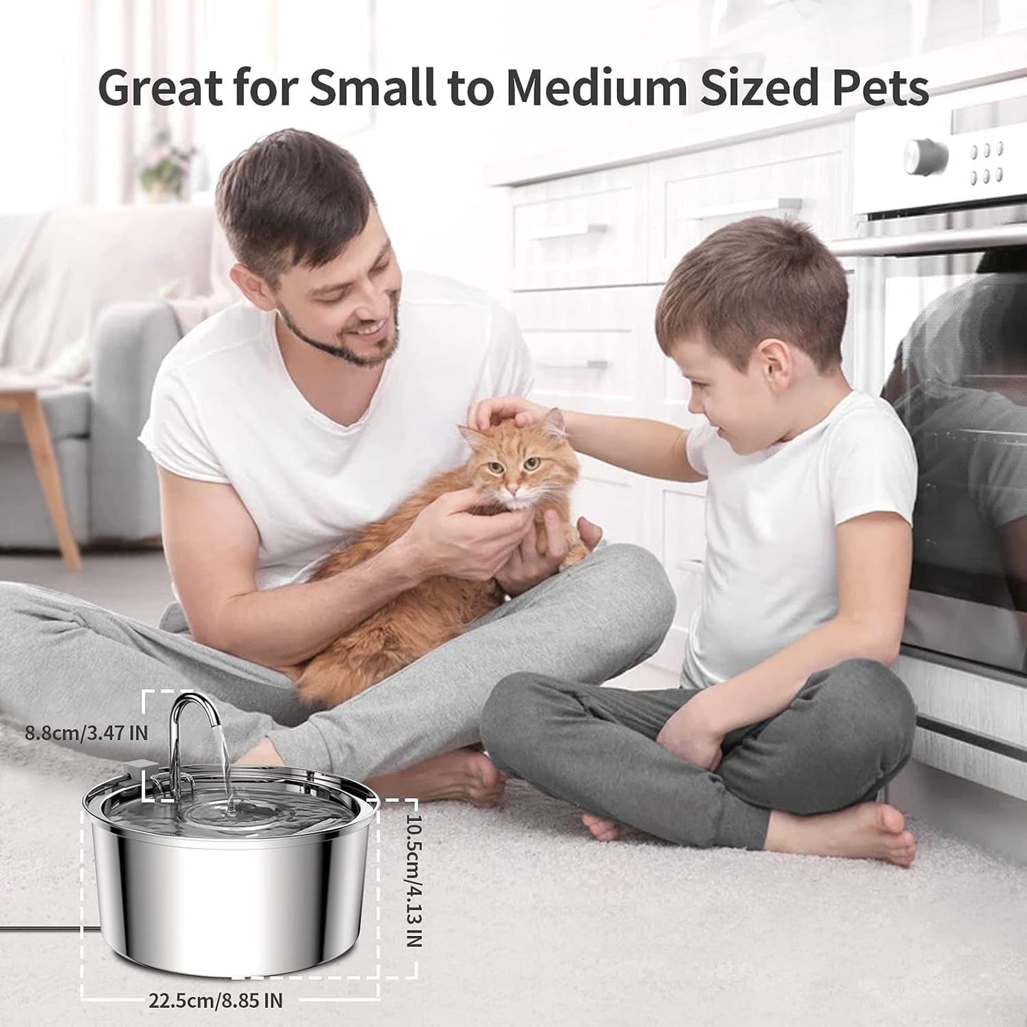 Cat Water Fountain Stainless Ste Cat Fountain for Drinking Large Capacity Pet Water Fountain Cat Feeding & Watering Supplies