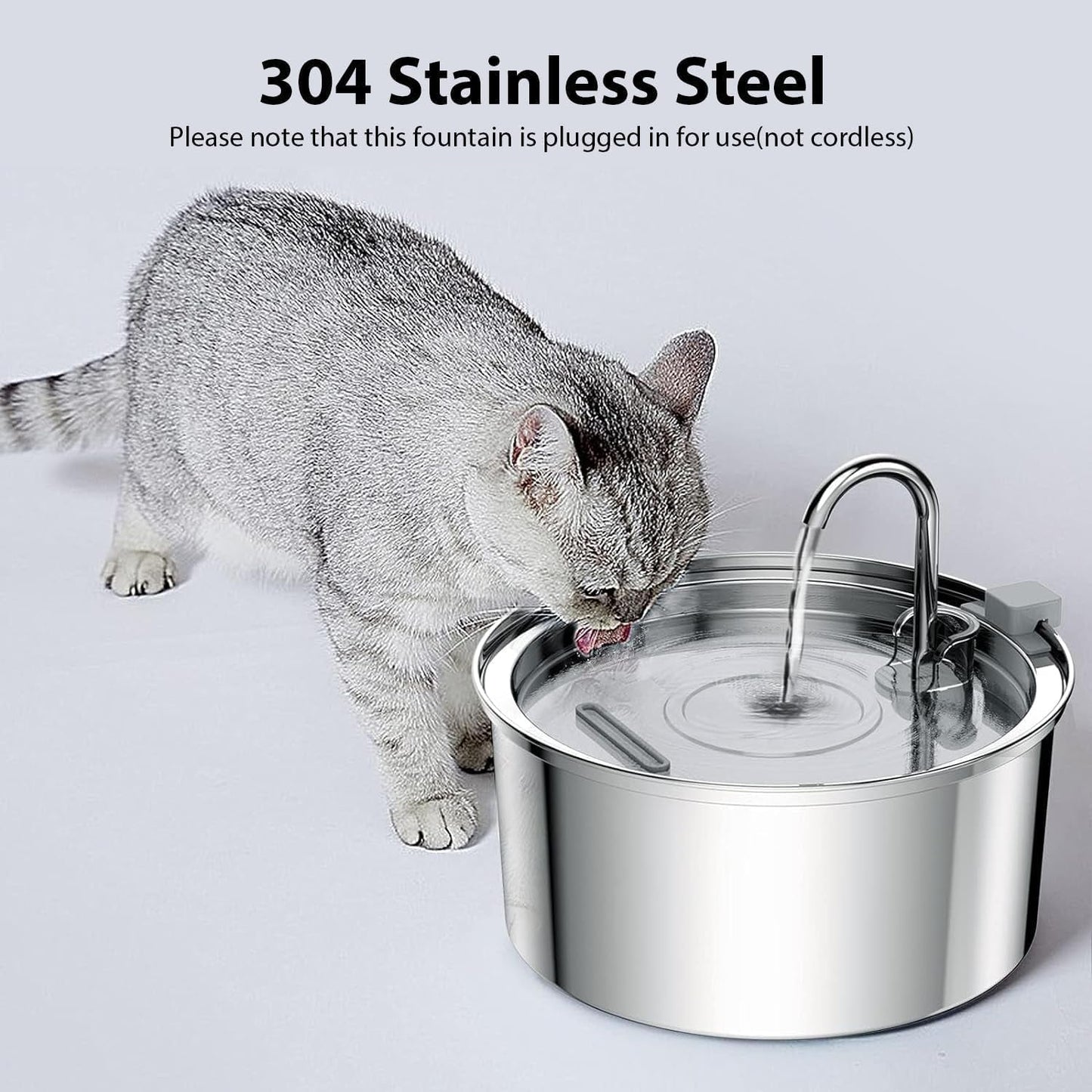 Cat Water Fountain Stainless Ste Cat Fountain for Drinking Large Capacity Pet Water Fountain Cat Feeding & Watering Supplies