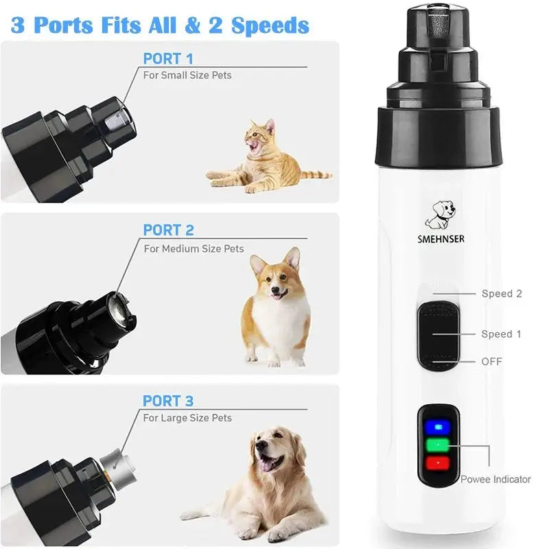 Rechargeable Dog Nail Grinders USB Charging Pet Nail Clippers Electric Dog Cat Paws Nail Grooming Trimmer Tools - Fursbliss
