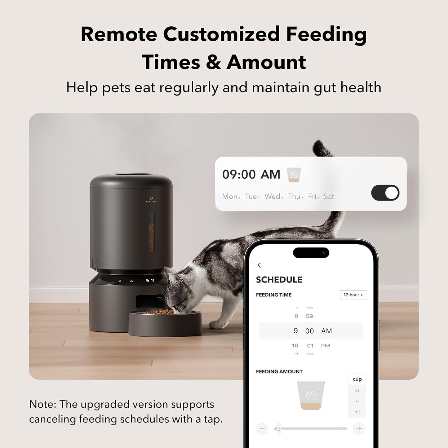 WiFi Automatic Pet Feeder – 5L, Timed, Black - Fursbliss