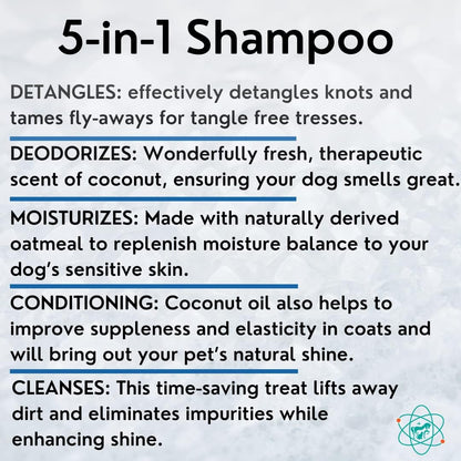 16 Floz 5 in 1 Dog Shampoo for Itchy Skin - Sensitive Skin Dog Shampoo for Smelly Dogs - Dog Shampoos & Conditioners