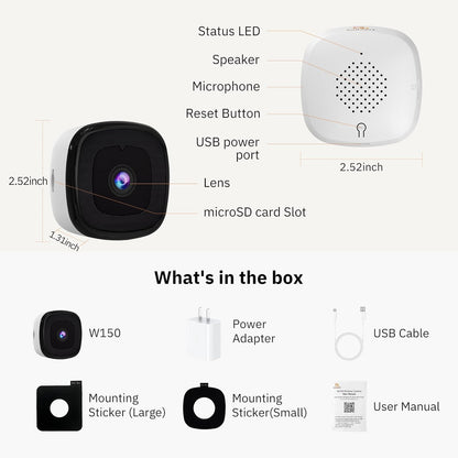 3MP 2K Window Camera,2.4Ghz & 5Ghz Wifi Indoor Cameras for Home Security with Chromax Al Color Night Vision,Person & Motion Detection,24/7 Recording,Easy & Quick Install