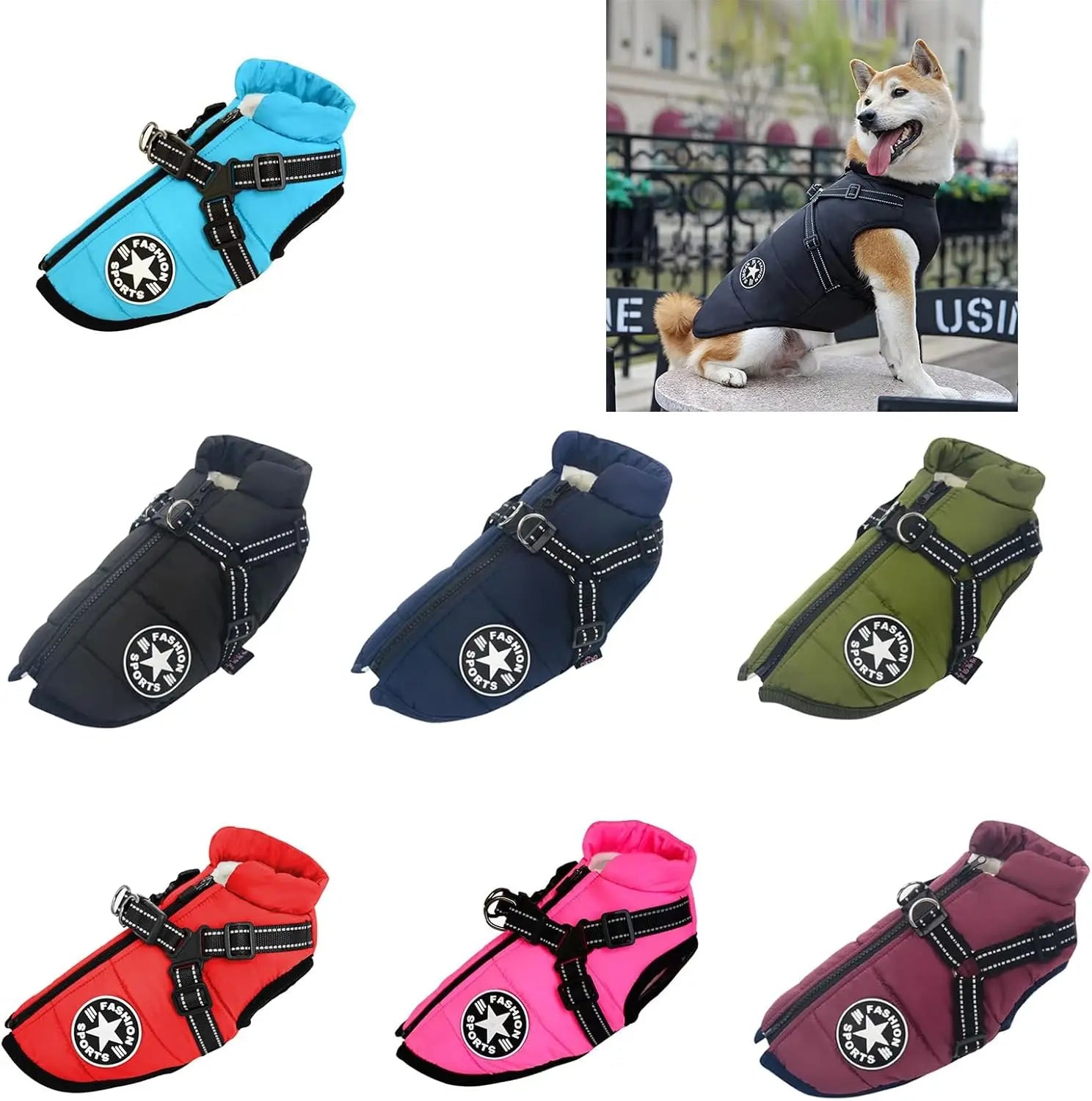 Windproof Dog Harness Coat for Outdoor Winter Walks - Fursbliss