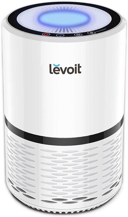 White air purifier for home or office with filter for smoke, dust, pollen; includes night light – Fursbliss LV-H132.