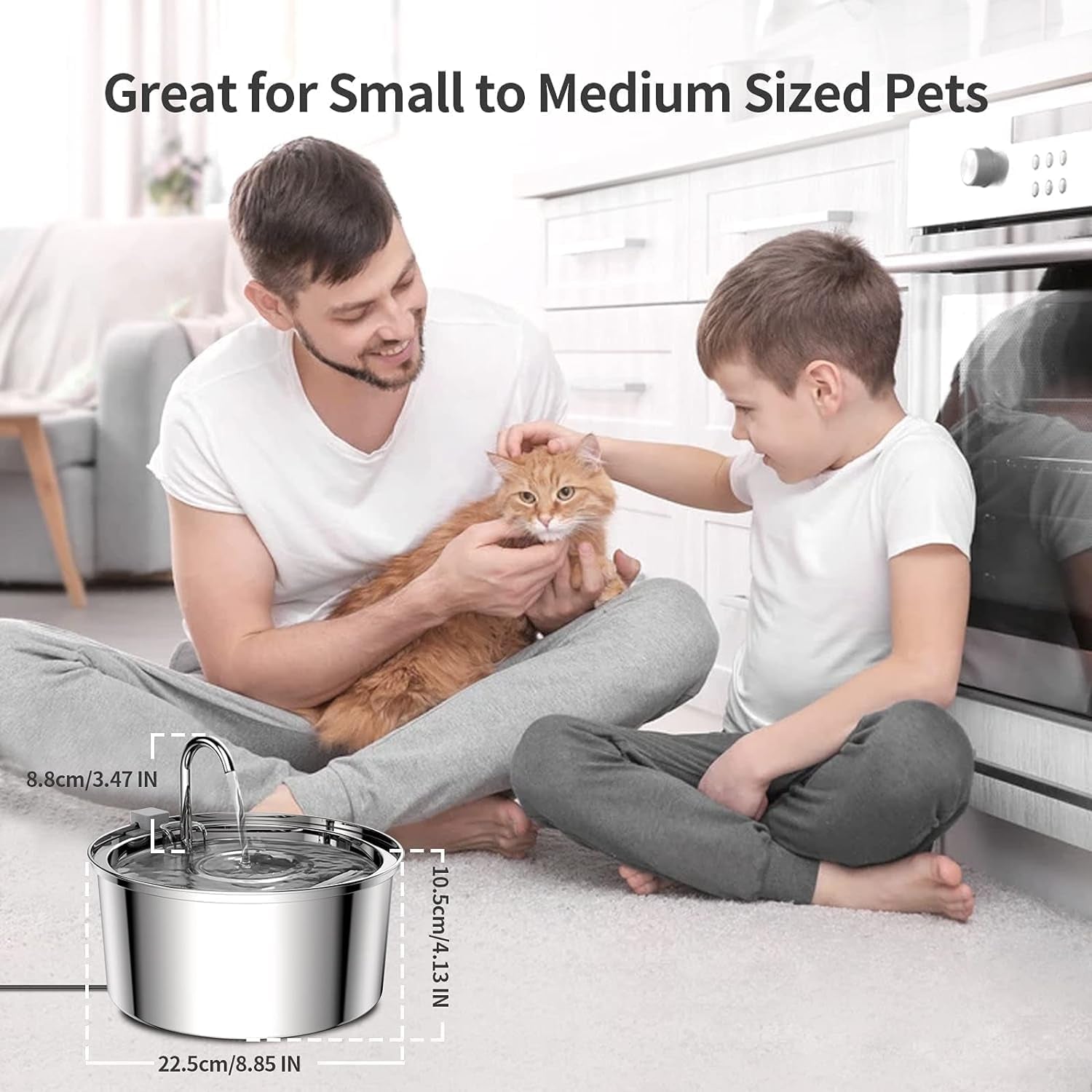 Cat Water Fountain Stainless Ste Cat Fountain for Drinking Large Capacity Pet Water Fountain Cat Feeding & Watering Supplies