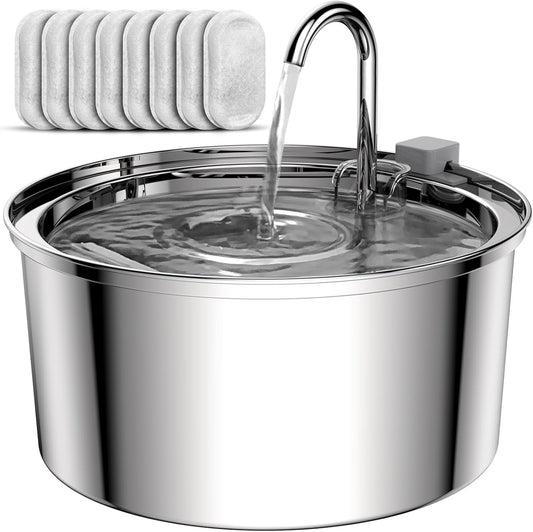 Cat Water Fountain Stainless Ste Cat Fountain for Drinking Large Capacity Pet Water Fountain Cat Feeding & Watering Supplies