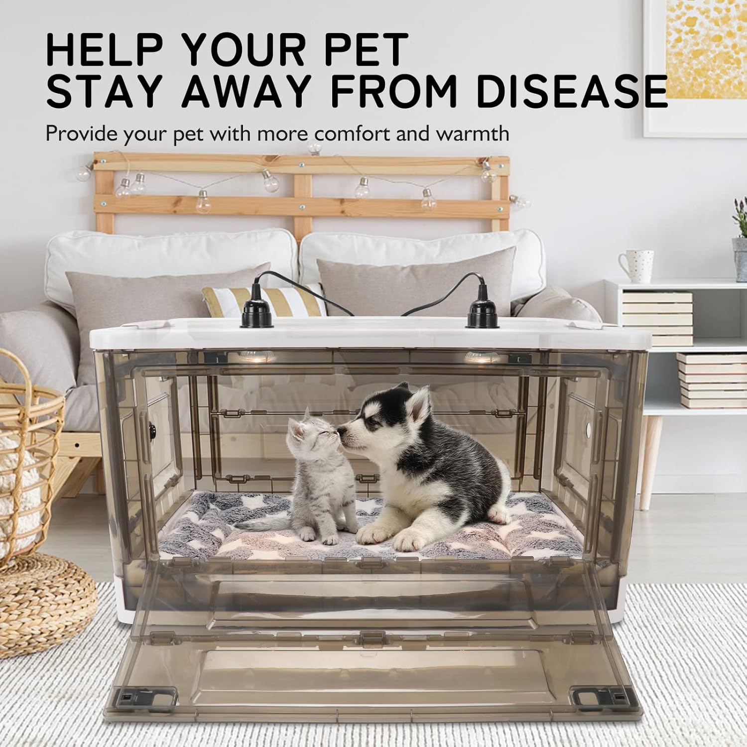 Puppy Incubator - Kitten & Puppy Incubator with Heating & Bed Mat (55L) - Fursbliss