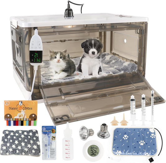 Puppy Incubator - Kitten & Puppy Incubator with Heating & Bed Mat (55L) - Fursbliss