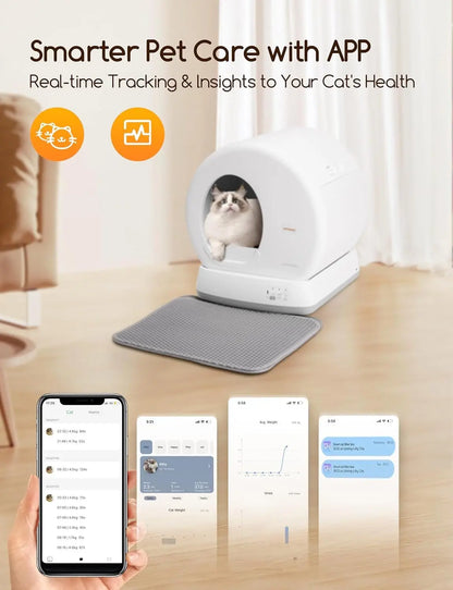 Automatic Self-Cleaning Cat Litter Box with App Control, Odor Removal, Mat & Liner – Fursbliss