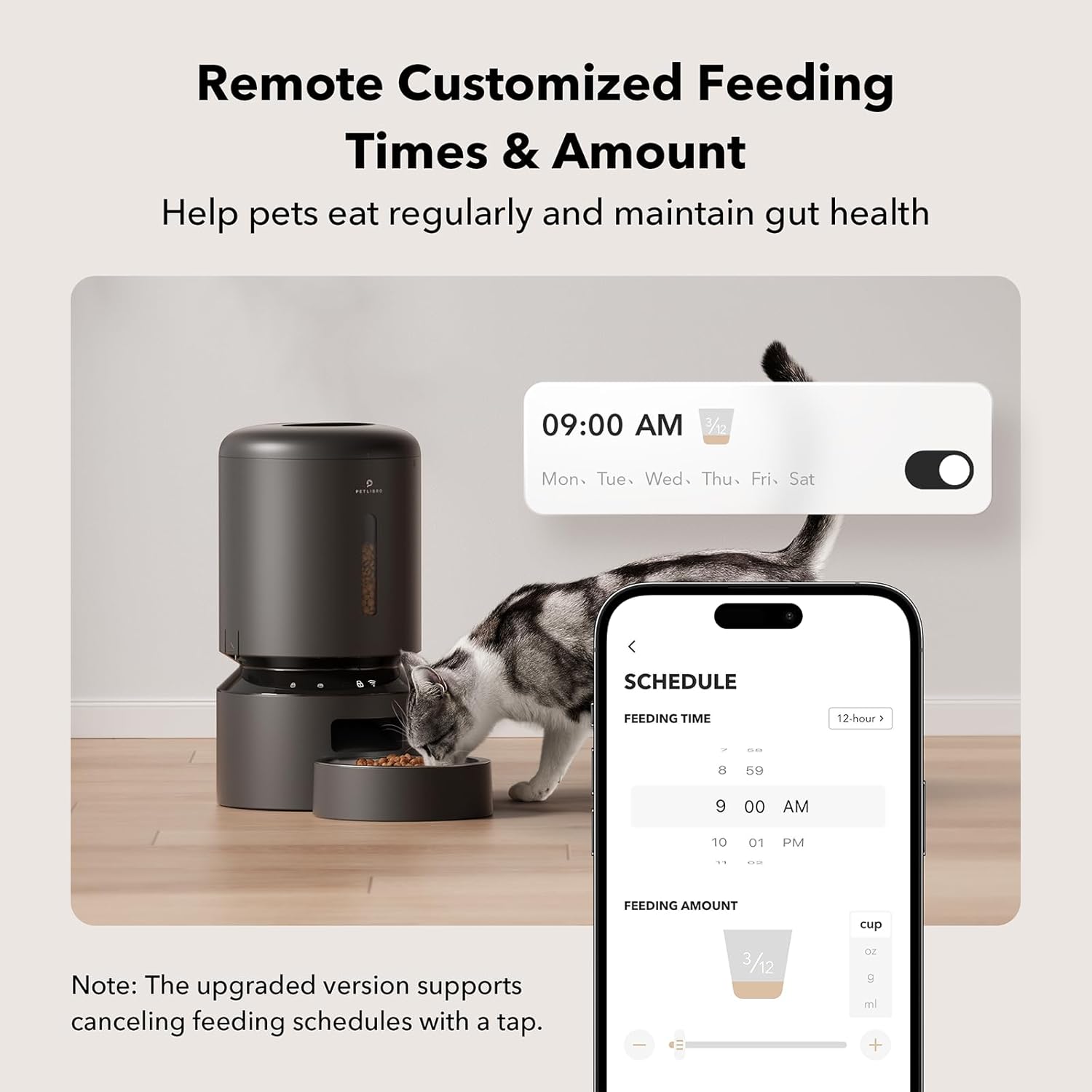 WiFi Automatic Pet Feeder – 5L, Timed, Black - Fursbliss
